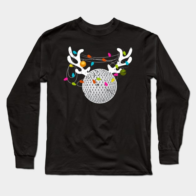 Christmas Lights Golf Ball Funny Xmas Long Sleeve T-Shirt by Humbas Fun Shirts